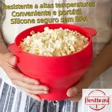3LTigela de pipoca de Silicone com alça e tampa Microondas dobrável resistente a altas temperaturas disponível Livre BPA