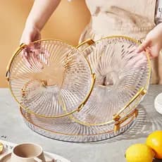 Bandeja Organizadora Decorativa Multiuso Para Servir Nórdica Com Alça e Detalhe em Dourado Decoração de Mesa