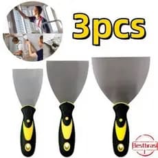 Kit Espátulas De Aço 3 Unidades Cabo Emborrachado 3 4 E 5 Polegadas