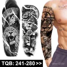 Manga De Braço Grande Tattoo Rose Gear Clock Eye À Prova D'água Adesivo Temporário De Tatuagem