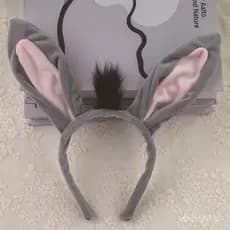 1 Conjunto de Orelhas de Animal, Cauda, Nariz e Gravata Borboleta para Fantasia de Burro, Adereços para Festa de Festiva