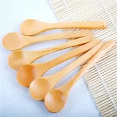 5pcs Colher de Madeira de Bambu Redonda Usada para Sopa/Chá/Café/Sal/Geléia/Colher/Utensílios de Cozinha
