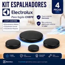 Kit Espalhador Fogão Original Electrolux Chef Queimador  - 4 Bocas0 - 1 grande 2 media 1 pequena