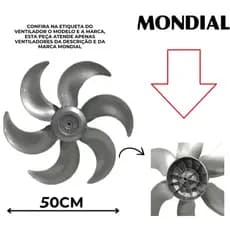 Hélice Mondial Ventilador Bravio 50cm 50 Vt51 6 Pás Prata Original