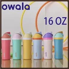 Garrafa De Água Isolada De Aço Inoxidável Owala 16OZ Kids FreeSip Com Canudo , Esportiva Sem BPA , Ótima Para Viagens ,