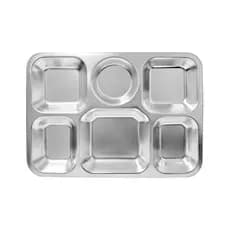 Bandejas Saps 38x27 6 Divisórias Retangular de Aço Inox Restaurante Refeitório