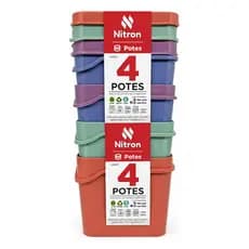 Kit 4 Potes Plásticos 250ml Coloridos Com Tampa Multiuso Cozinha e Geladeira Organizador