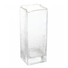 Vaso de Vidro Taj com Fio de Ouro - 8cm x 8cm x 25cm - Wolff