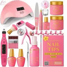 kit Unha de Gel Completo Manicure Alongamento de Unhas Profissional Cabine Led UV Lixadeira Caneta Elétrica Bivolt