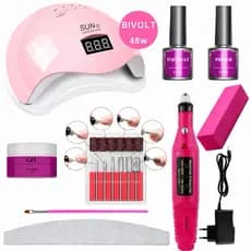 kit Unha de Gel Completo Alongamento Unhas Manicure Cabine Profissional Lixadeira Caneta Elétrica