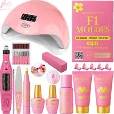 Kit Unha de Gel Alongamento Manicure De Unhas Polygel Lixadeira Caneta Elétrica Caneta Oleo Cabine Estufa Led UV Sun 5