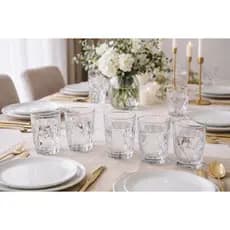 Jogo 6 Copos Diamond Transparente Vidro 350ml Resistente Diamante