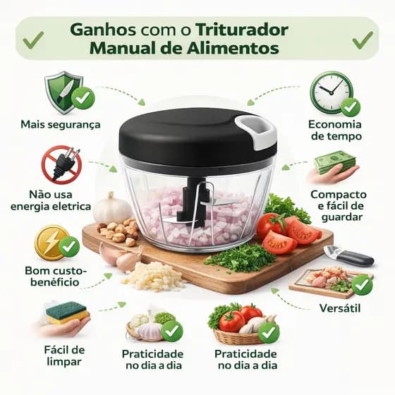 Processador Triturador Moedor De Alimentos Manual Alho 500ml
