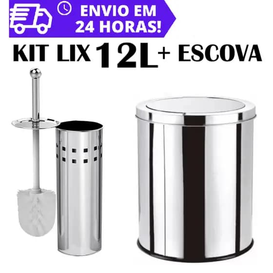 Kit Lixeira Inox Banheiro Lavabo Cozinha Diversos Modelos e Tamanhos