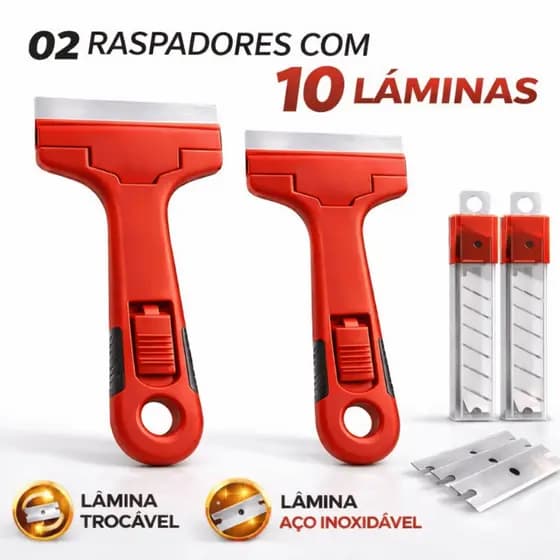 RASPADORES MULTIUSO PROFISSIONAL COM 10 LÂMINAS | REMOVE COLA, GRUDE , TINTA E RESÍDUOS