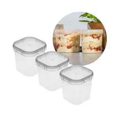 Kit 20 ou 40 Pote De Bolo Com Tampa Lacre 500ml Quadrado Descartável 30 ou 10 Unidades