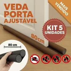 Kit 5 Veda Porta  Sem Costura Proteção de Porta Rolinho Impermeável Duplo 80cm Comprimento