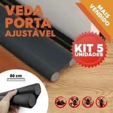 Kit 5 Veda Porta Proteção Ajustável Protetor de Porta Rolinho Impermeável Duplo