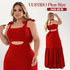 Vestido Longo Plus Size no Crepe Dunas, Alças de Amarrar, 1 Maria, Detalhe cintura, Lastex, Soltinho, Modelo Casual