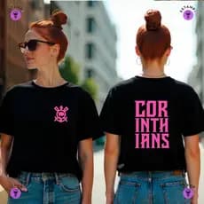 Camisa Camiseta Adulto Corinthians Rosa Timão Fiel Blusa 100% Algodão Premium Feminino