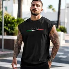 Camiseta Regata Machão Masculina Minimalista Italy Regata Masculina Academia