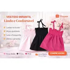 Vestido Bebê Menina Infantil  liso com Lastéx Moda Bebê Confortável