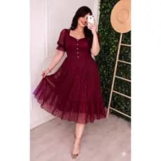 Vestido mid  moda evangélica casual, Vestido Congresso Fardamento Luxo Igreja Tule Trabalhado não acompanha cinto faixa