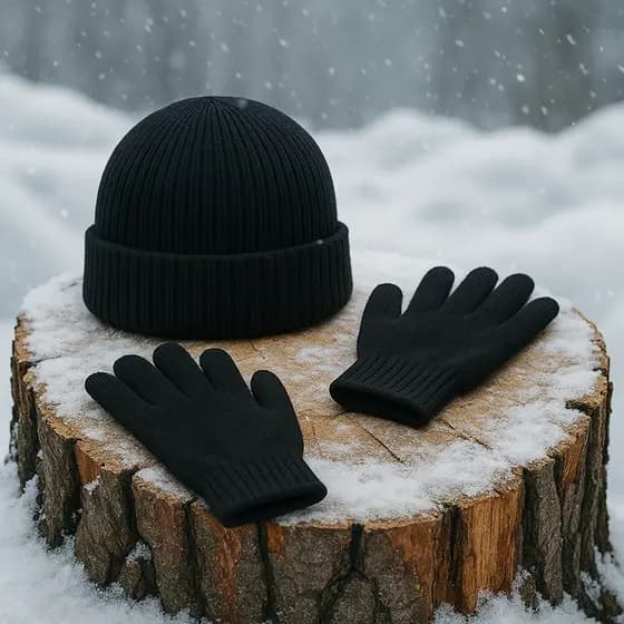 Kit Infantil Touca e Luva de Inverno Gorro Quentinho para Frio Menino Menina Criança Unissex