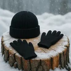 Kit Infantil Touca e Luva de Inverno Gorro Quentinho para Frio Menino Menina Criança Unissex