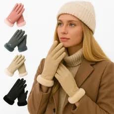 Luva Feminina Inverno Térmica Forrada Touch Screen Peluciada Frio Veludo Elegante