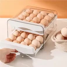Gaveteiro Duplo em Plástico Tipo Porta 32 Ovos  para Cozinha Geladeira