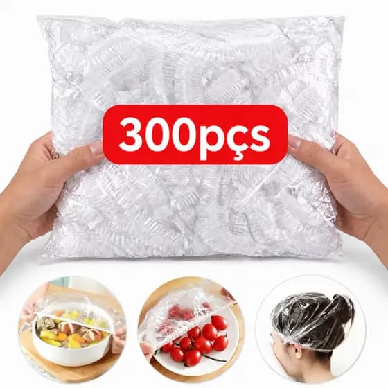 KIT 100/200/300 Tampas De Plástico Descartável Para Alimento