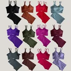 Kit Conjunto Fitness Feminino Sortido Cintura Alta Modeladora Zero Transparencia Suplex