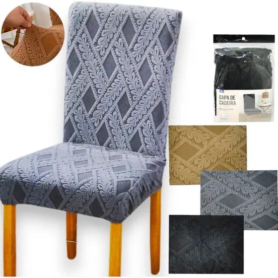 KIt Capa Elástica Para Cadeira Mesa de Jantar Estampas Variadas Tecido de Luxo