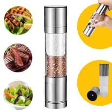 Moedor de Pimenta E Sal Grosso Triturador Manual Duplo 2 em 1 Gourmet Aço Inox Tempero Pequeno