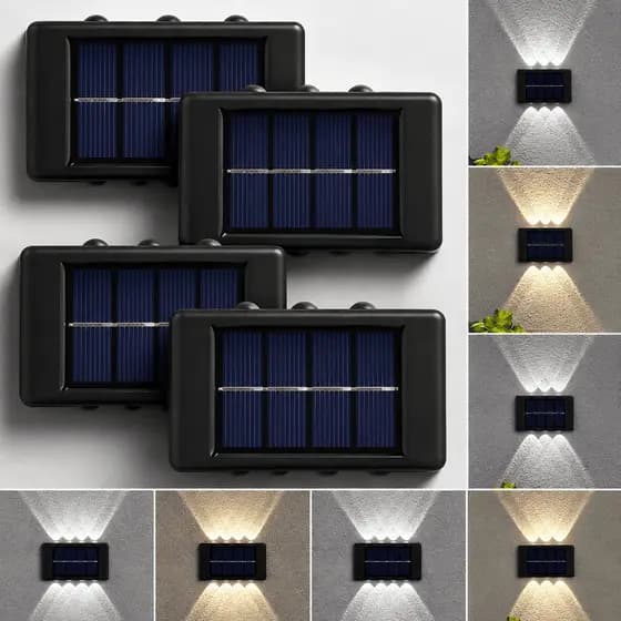 Kit Luminaria Solar De Parede 10 Led Arandela Balizadora Sem Fio Para Muro Quintal E Fachada