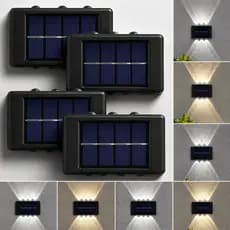 Kit Luminaria Solar De Parede 10 Led Arandela Balizadora Sem Fio Para Muro Quintal E Fachada
