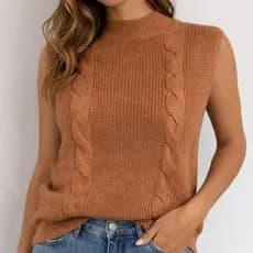 Blusa Feminina Estilosa Colete Mullet Com Trança Fenda Lateral Roupa Feminina Elegante Blusa Tam. Único Linda Blusa