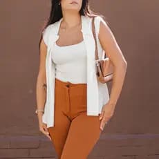 Conjunto Feminino Modal Colete e Regata Alfaiataria Elegante Blusa Feminina Estilosa Outono Inverno
