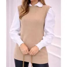 Blusa Feminina Estilosa Colete Mullet Fenda Lateral Roupa Feminina Elegante Blusa Tam. Único