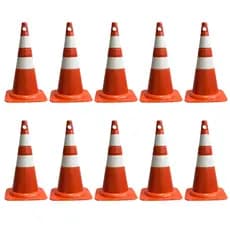 Kit 10 Cones Pvc 50cm Laranja Branco Sinalização E Trânsito Estacionamentos condomínios