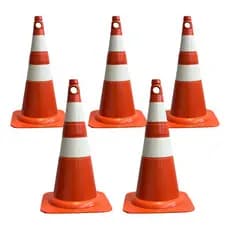 Kit 5 Cones Pvc 50cm Laranja Branco Sinalização  E Trânsito Estacionamentos Condomínios
