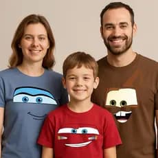 Camiseta Sally ou Relâmpago Mcqueen ou Mate ou Mack ou Doc - Unissex Algodão- Família -Infantil, Adulto e Plus Size