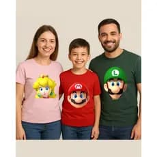Camiseta Mario Ou Luigi Ou Peach Unissex Festa Mario Viagem Infantil Adulto Plus Size