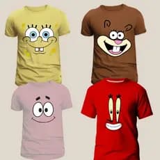 Camiseta Bob Esponja ou Patrik ou Sandy ou Lula Molusco ou Siri Queijo Unissex  Desenho Infantil Adulto Plus Size