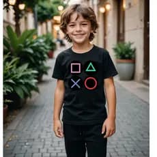 Camiseta Unissex Playstation Controle Símbolos Gamer Infantil Adulto Plus Size