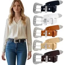 Cintos Femininos Fivela Prata Bibi Casual Blogueira Country Da Moda Tendencias - Stefanni