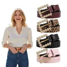 Cintos Femininos Fivela Dourada Com Strass Modelo Elegante Eventos Calça Vestido Mulher Ajustável Durável - Lara
