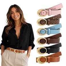 Cintos Femininos Fivela Dourada Vazada Tendência Da Moda Chique Blogueira Festa - Leticia