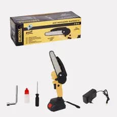 Mini Motosserra Elétrica 6 Polegadas Bateria 21V Recarregável Podas Galhos Portátil Bivolt Jardim